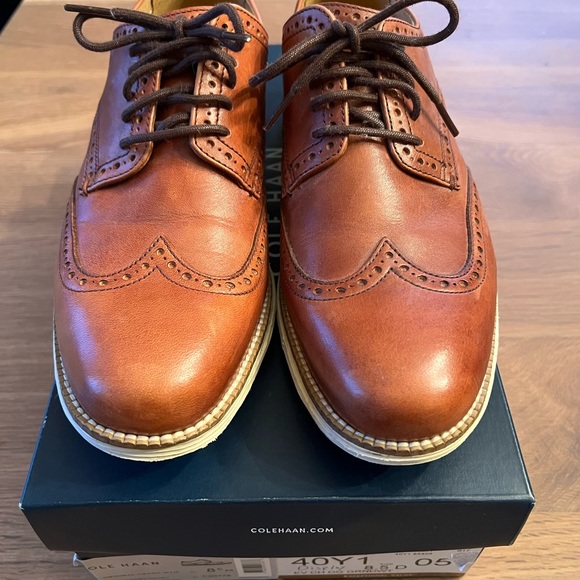 Men’s Cole Haan Original Grand Wingtip Oxford size 8.5 cognac - Picture 1 of 7